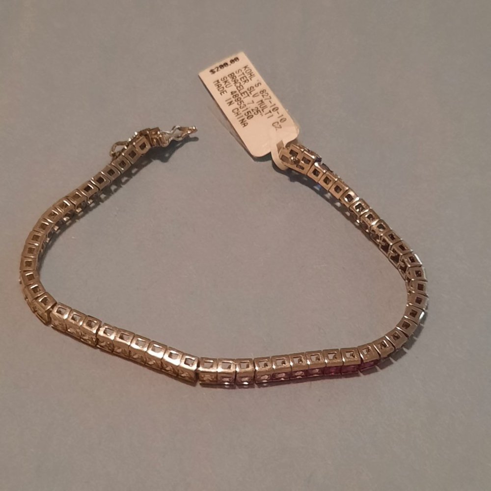 Sterling Silver multi color CZ tennis bracelet
